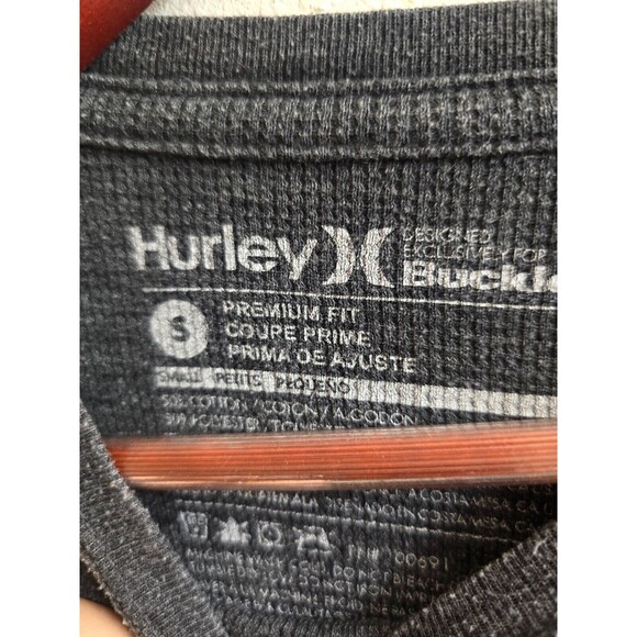 Hurley Gray Waffle Knit Thermal Long Sleeve Shirt Buckle Exclusive Size Small - Picture 3 of 4